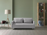 EVERGREENWEB Canapé-lit 3 Places Convertible en Lit avec Matelas 160x190 Effet Massant 0rthopédique, Extensible Sofa Bed Pliable, Housse Déhoussable et Lavable Couleur Gris, 2 Coussins Inclus | Edith