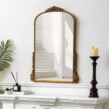 SHYFOY Grand Miroir Mural Baroque Antique, Miroir Entree Doré, Grand Miroir Mural Salon, Decoration Murale, 100 x 72 cm, Or