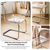 Chaise de salle à manger transparente avec dossier transparent – Design minimaliste en acrylique pour salle à manger, salon, bureau – Pieds galvanisés – Meuble élégant et moderne