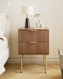 HEYZOEY Table de Chevet Bois avec 2 tiroirs, Moderne, Style bohème, pour Chambre à Coucher, Salon, Noyer