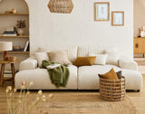 Lisa Design - Canapé Double Méridienne Garance en Velours Côtelé - Sofa Beige 3 Places - Salon