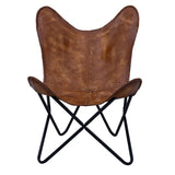 Chaise ARM en cuir marron/Chaise papillon en cuir Décoration de la maison/Présenté par Leder_artesanía