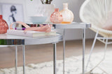 KADIMA DESIGN table de salon ronde Table d'appoint en verre blanc de l'argent table basse