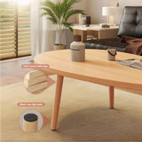 lcvtos Table Basse Moderne en Bois Massif, Petite Table à Thé Ovale avec Pieds Stables, Design Minimaliste, Plateau Épais en MDF avec Surface Résistante aux Rayures, pour Salon (Bois Naturel)