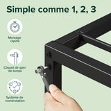 Zinus Figari Sommier en métal avec tête de lit en Bambou | 160 x 200 cm | 31 cm de Hauteur | Tête de lit à Lattes | Support de Lattes en Acier | Facile à Monter | Noir & Marron
