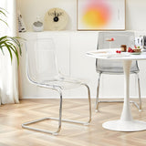 Chaise de salle à manger transparente, chaise de cuisine moderne avec siège transparent, chaises d'appoint d'appoint en acrylique avec cadre en acier chromé pour salle à manger, salon