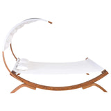 Lit Double de Jardin ou Terrasse en Bois de Larix et Textile Blanc Beige avec Capote Design Ultra Élégant et Confort Optimal Beliani