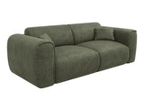 Vente-unique - Canapé 3 Places Convertible Express en Tissu texturé Vert Kaki - Matelas 16 cm mémoire de Forme POGNIA