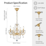 WUZUPS Chandelier Cristal Plafonnier Pendentif Flushmount Luminaire Moderne pour Chambre à Couloir Bar Cuisine Salle de Bain, H42 W43, Gold, Base E14
