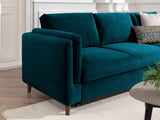 Lisa Design - Canapé d'angle Convertible avec Coffre - Angle Droit - Brooke en Velours - Canapé Lit - Sofa Bleu Canard 4 Places - Salon