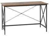 Beliani Bureau Home Office Bois Foncé avec Pieds en Métal Noir 115 x 60 cm Futon