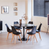 HJhomeheart Table à manger de cuisine ronde, table de loisirs moderne, ensemble de table à manger pour cuisine, salle à manger et bureau, noir, diamètre 110 x 75 (H) cm