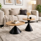 JAZYKA Table Basse Salon Ronde gigogne – Set de 2 – Design Moderne – Table d’appoint ou Bout de canapé – Modèle Aurea (Noir)