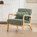 HOMIFAB Fauteuil en Bois et Velours côtelé Vert - Lanna