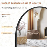 Koonmi Miroir Complet arqué, 45 x 147 cm, Grand Miroir sur Pied bombé, Pleine Longueur, monté au Mur, incliné, Miroir de Sol pour Le Salon, Noir.