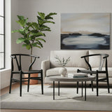 Tomile Wishbone Chaise en Y en bois massif et rotin naturel