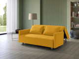 EVERGREENWEB Canapé-lit 3 Places Convertible en Lit avec Matelas 160x190 Effet Massant 0rthopédique, Extensible Sofa Bed Pliable, Housse Déhoussable et Lavable Couleur Jaune, 2 Coussins Inclus | EDITH