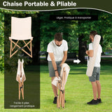 COSTWAY Chaise de Jardin Extérieur Lot de 2 Style Papillon, Chaise Pliante Camping Portable Bambou avec Sac, Chaise Extérieur Intérieur pour Pique-Nique Pêche Salon, Charge 150 KG (Beige)
