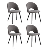 JZGORC Lot de 4 Chaise de Salle à Manger, Chaise de Salle à Manger Teddy en Velours Doux, Chaise de Cuisine avec Siège Moelleux et Accoudoirs, Pieds en Métal - Gris