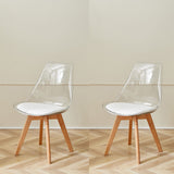 GrandCA HOME Lot de 2 Chaises de Salle à Manger avec Coussin de Siège en Cuir PU, Chaises Latérales Transparentes pour Cuisine, Salle à Manger, Chambre à Coucher (Blanc/PU)