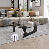Table Basse Triangulaire ZhiLWS en Verre et Bois pour Salon, 32,3 x 22,4 x 15,7 cm, Noir, Bûche, Noyer
