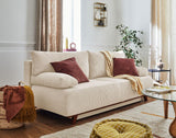 Best Mobilier - Canapé Convertible avec Coffre Cristal en Velours Côtelé - Canapé Lit - Sofa Beige 3 Places - Salon