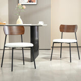 HOMCOM Lot de 2 chaises Salle à Manger Chaise de Cuisine Vintage Chaise de Salon rembourrée avec Assise Effet Bouclette, Dossier courbé Effet Bois pour Salon, Salle à Manger, Chambre, crème et Marron