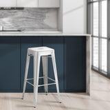 CLP Tabouret de Bar Joshua I Tabouret de Bar empilable en métal I Chaise de Bar avec Repose-Pieds I Hauteur d'assise 76 cm I Tabouret empilable, Couleur:Argent