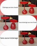 Ginhow Lot de 2 Tables d'Appoint Rondes en Métal, Petite Table Basse Ronde de Salon pour la Décoration Intérieure, Petite Tables en Métal Rouge (40 x H 60 cm + 40 x H 42cm)