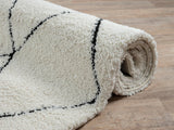 the carpet Bahar Shaggy Tapis de Salon élégant à Poils Longs, Doux et Facile d'entretien, crème/Noir, 160 x 230 cm