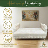 SILKMARKS® Chesterfield Canapé avec fonction couchage, canapé 3 places, confort premium, velours imperméable et résistant aux rayures, canapé avec espace de rangement supplémentaire, design élégant