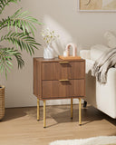 HEYZOEY Table de Chevet Bois avec 2 tiroirs, Moderne, Style bohème, pour Chambre à Coucher, Salon, Noyer