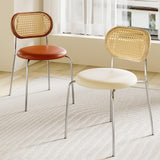ZXTRYBHD Chaises Salle Manger en Rotin, Chaise Table a Manger Rembourrée avec Dossier en Canne et Pieds en Métal, Chaise Rotin pour Restaurant, Café, Bar (Color : Orange)