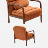 sweeek - Fauteuil scandinave Bois d'hévéa teinté Noyer et Tissu Velours Terracotta