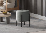 DecoInParis Pouf Design en Tissu Bouclette Gris et Pieds en métal Noir LIREN