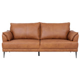 Soul Canapé en cuir 3 places Cognac Marron - Canapé en cuir véritable de qualité supérieure - Design scandinave - Ressorts ensachés - Pieds en métal - Confort moderne pour le salon - Intemporel et