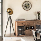 Atmosphera - Lampadaire trépied Lahti noir et doré - métal H162 cm