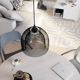 creative cables - Suspension fabriquée en Italie avec câble Textile, Abat-Jour Ghostbell XL et Finition en métal - avec Ampoule, Noir