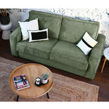 HOMIFAB Canapé Convertible 3 Places en Velours Fines côtes Vert - Ouverture Express - Couchage Quotidien - Matelas HD 140 x 190 - Mattia