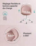 SONGMICS Chaise de Bureau, Fauteuil Pivotant en Tissu Coton-Lin, Siège Confort, Rembourrage en Mousse, Réglable en Hauteur, pour Bureau, Chambre, Rose Bonbon OBG020P01