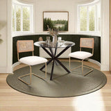 CangLong Lot de 2 chaises de salle à manger, élégante chaise de cuisine à dossier en osier avec pieds en métal doré, chaises confortables avec coussins molletonnés pour salon, salle à manger, beige