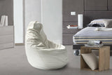 Talamo Italia - Pouf Annachiara, Pouf en cuir écologique, 100% Made in Italy, Blanc, 70x70h110 cm