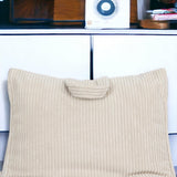 Ecopuf Flavio Chaise Longue Pouf Fauteuil Velours - Pouf Salon avec Pochette et Poignée, Rembourré - Fauteuil Relax Salon - Canapé Pouf - Pouf Chambre - Blanc crème Sz03