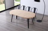 PEGANE Table à Manger Ronde Extensible en Bois Coloris chêne Nordique Pieds Noir - diamètre 100-180 x Hauteur 76 cm