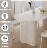 YYZIWYUN Table de Salle à Manger Blanche Ovale 140 cm - Grande Table Rectangulaire Moderne pour 2, 4, 6 Personnes