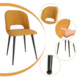 PIPIPOXER Lot de 2 chaises de Salle à Manger ou Salon, avec Dossier, Assise en Tissu Velours et Pieds en métal, pour Salle à Manger, Salon,Jaune