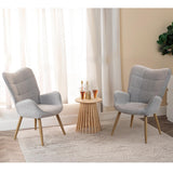 MEUBLE COSY Lot de 2 Fauteuil de Salon Chambre Scandinave Chaise Coiffeuse avec Accoudoirs et Assise Épais Pied Bois Massif Rembourré en Tissu Gris