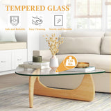 PRITIY Table basse d'appoint en verre Table basse moderne Table basse triangulaire (bois original + transparent, 82 x 57 x 40 cm), LK155