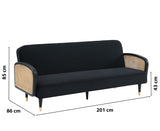 BAÏTA Canapé Droit Convertible Lea 3 Places en Velours Noir