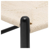 Lot de 2 chaises Y en bois massif du milieu du siècle – Design Wishbone – Chaises de salle à manger avec accoudoirs et assise en chanvre en frêne et finition noyer (noir)